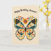 Bewerkbare Folk Art Butterfly Kaart (Gele Bloem)