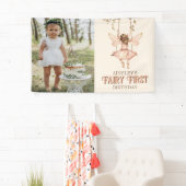Bewerkbare foto Blush Pink Fairy Eerste 1e verjaar Spandoek (Insitu)