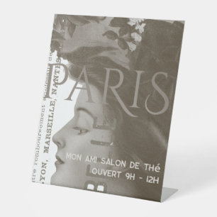Bewerkbare Franse Paris Woman Business Shop of Sal Reclamebord Met Voetstuk