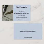 Bewerkbare freelance schrijver visitekaartje (Voorkant / Achterkant)