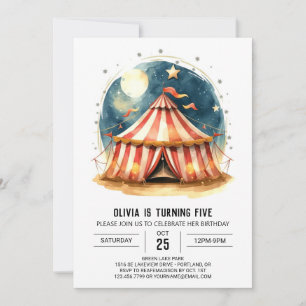 Bewerkbare Fun Tent Circus verjaardag Kaart