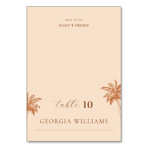 Bewerkbare gastnaam Palm Tree Wedding Place Card Kaart