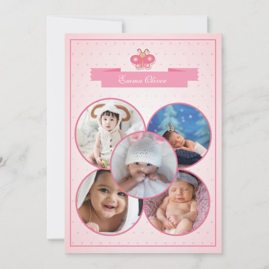 Bewerkbare geboorteaankondiging template aankondiging (Achterkant)