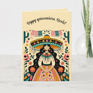 Bewerkbare Gelukkige Quinceañera Kaart