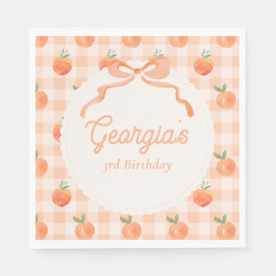 Bewerkbare Gingham Peach Party servetten