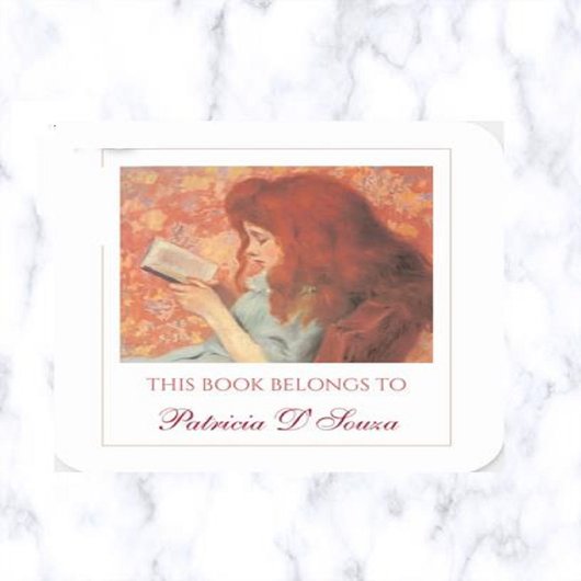 Bewerkbare Girl Reading Bookplaat Vierkante Sticker