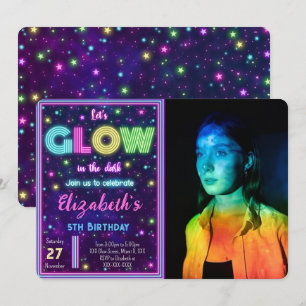 Bewerkbare Glow Foto Uitnodiging