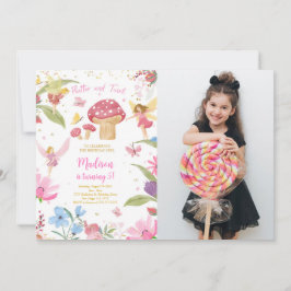 Bewerkbare Golden Fairy Verjaardag Foto Kaart