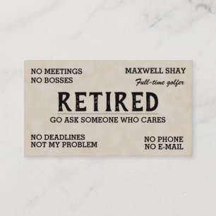 Bewerkbare Grappige Pensioen Visitekaartje