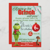 Bewerkbare Grinch verjaardagsuitnodiging Menu (Voorkant / Achterkant)