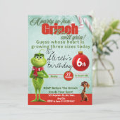 Bewerkbare Grinch verjaardagsuitnodiging Menu (Staand voorkant)