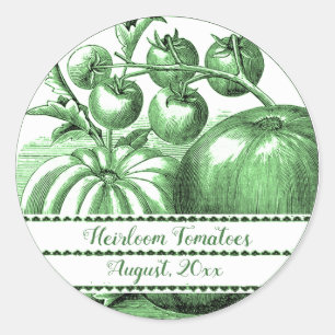 Bewerkbare Groene  Heirloom Tomatoes Ronde Sticker