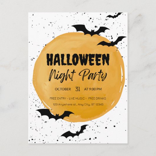 Bewerkbare Halloween-feest uitnodiging Zwarte vlee (Voorkant)