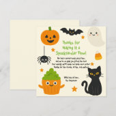 Bewerkbare Halloween – Feestje van het kleine mons Bedankkaart (Voorkant / Achterkant)