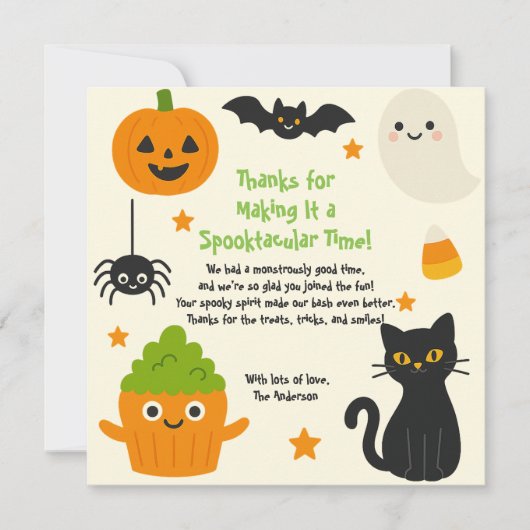 Bewerkbare Halloween – Feestje van het kleine mons Bedankkaart (Voorkant)