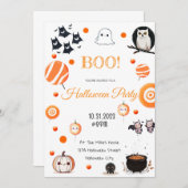 Bewerkbare Halloween Invitation Kaart (Voorkant / Achterkant)