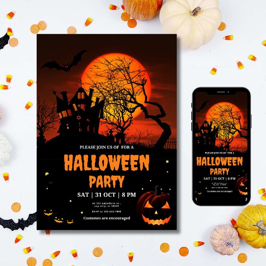 Bewerkbare Halloween Uitnodiging, Halloween Kostuu Kaart