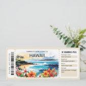 Bewerkbare Hawaii Plane Boarding Pass Ticket Kaart (Staand voorkant)