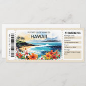 Bewerkbare Hawaii Plane Boarding Pass Ticket Kaart (Voorkant / Achterkant)