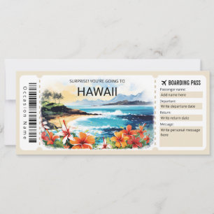 Bewerkbare Hawaii Plane Boarding Pass Ticket Kaart