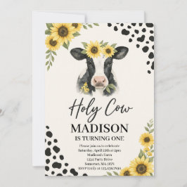 Bewerkbare Heilige Koe Verjaardagsuitnodiging Kaart