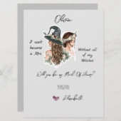 Bewerkbare Heksen Bruidsfeest Uitnodigingskaart (Voorkant / Achterkant)