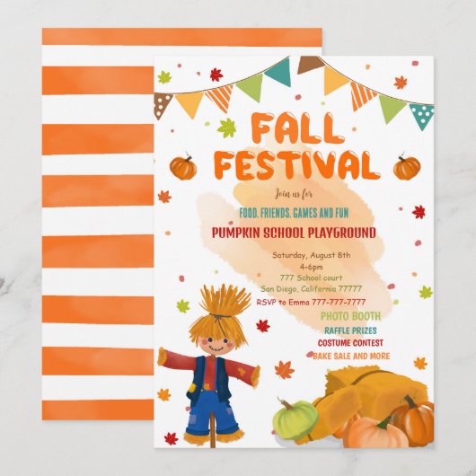 bewerkbare Herfst Party Kaart (Voorkant / Achterkant)