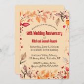 Bewerkbare Herfstbladeren En Bessen Feestje Kaart (Voorkant / Achterkant)