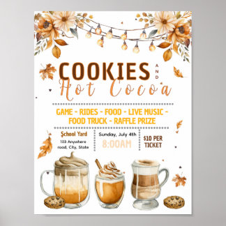 Bewerkbare herfstkoekjes en cacaoflyer poster