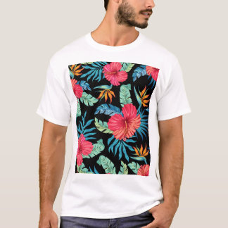 Bewerkbare hibiscus,  bloemmotief t-shirt