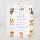 Bewerkbare hondenverjaardagsuitnodiging-hondje ver kaart (Voorkant)