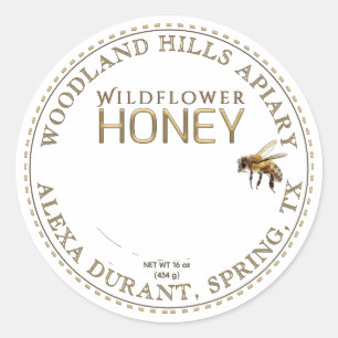 Bewerkbare Honey Jar Bee Wildflower Daisy Label