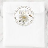 Bewerkbare Honey Jar Bee Wildflower Daisy Label (Tas)
