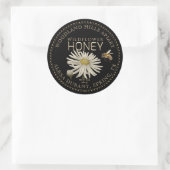 Bewerkbare Honey Jar Bee Wildflower Label Zwart (Tas)