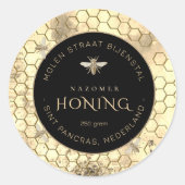 BEWERKBARE HONING LABEL bij en honingraat (Voorkant)