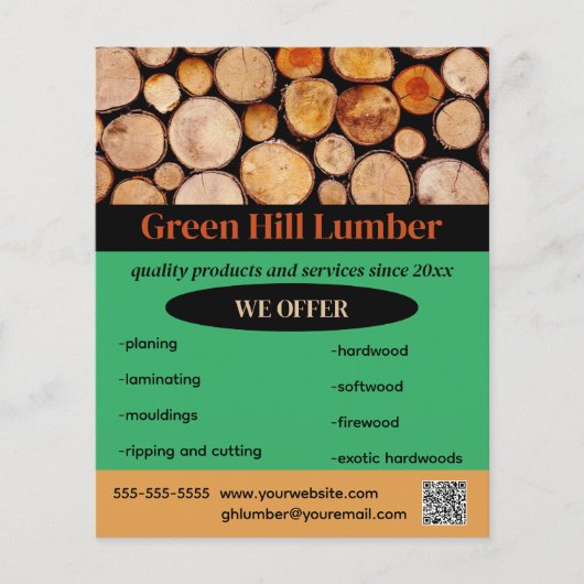 Bewerkbare Houtleverancier Flyer (Voorkant)