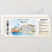Bewerkbare Ibiza Plane Boarding Pass Ticket Kaart (Voorkant / Achterkant)