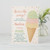 Bewerkbare Ice Cream verjaardagsuitnodiging Kaart (Staand voorkant)