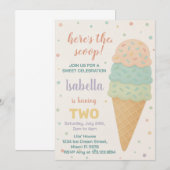 Bewerkbare ijs-verjaardagsuitnodiging kaart (Voorkant / Achterkant)