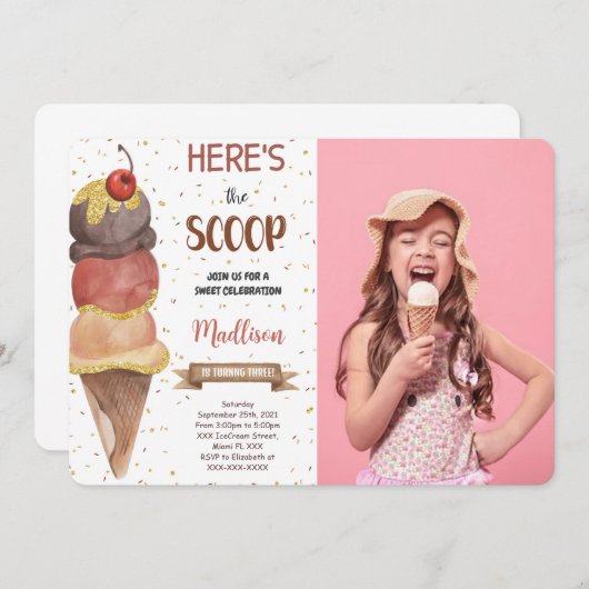 Bewerkbare ijsfoto uitnodiging (Voorkant / Achterkant)