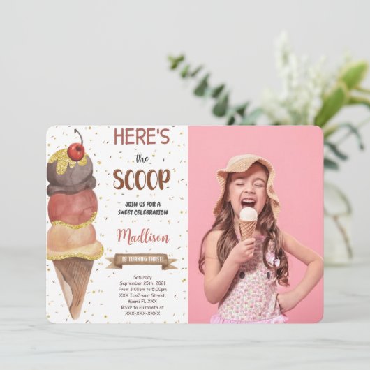 Bewerkbare ijsfoto uitnodiging (Staand voorkant)