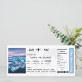 Bewerkbare IJsland Boarding Plane Ticket Sjabloon (Staand voorkant)