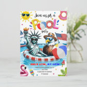 Bewerkbare Independence Day Pool Party Patriotic 4 Kaart (Staand voorkant)