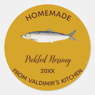 Bewerkbare ingelegde haring ronde sticker