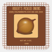 Bewerkbare ingelegde uien vierkante sticker (Voorkant)