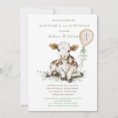 Bewerkbare Jongen Eerste Verjaardag en Doop Kaart (Voorkant)