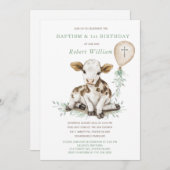 Bewerkbare Jongen Eerste Verjaardag en Doop Kaart (Voorkant / Achterkant)