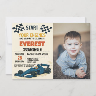 Bewerkbare Jongens Racing Party Nodig uit met Chec Kaart