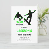 Bewerkbare Jongens Skater Party Uitnodigen Kaart (Staand voorkant)