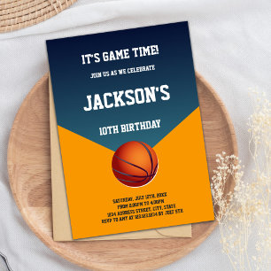 Bewerkbare jongens Slam Dunk Sports Party Uitnodig Kaart